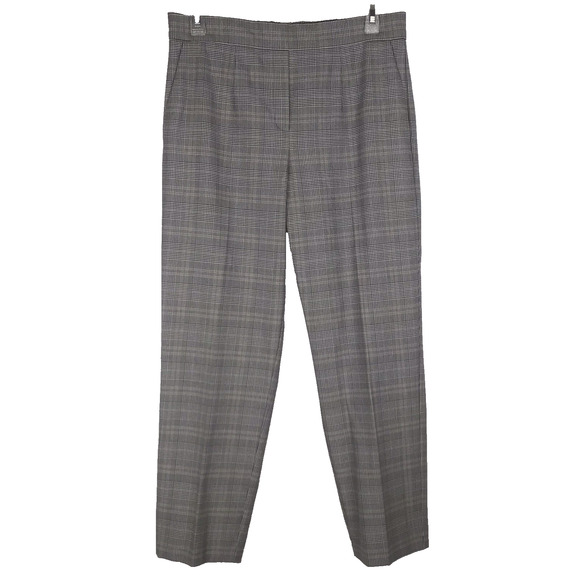Aritzia Babaton Pull On Pants Plaid High Rise Tapered Ankle Crop Pockets Size 8 - Picture 1 of 9